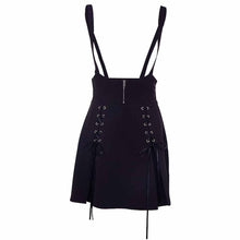 Load image into Gallery viewer, Woman Black Goth Sexy Lace Bodysuit Rompers A Line Skirt Suspender Lace Up See Through Club Wear
