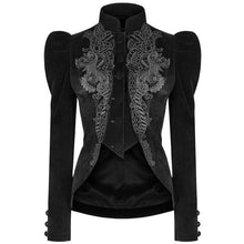 Load image into Gallery viewer, Women Gothic Vintage Overcoat Black Coat Zipper Outwear Plus Sizes Retro Bandage Lace Up Jacket
