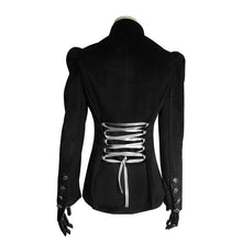 Load image into Gallery viewer, Women Gothic Vintage Overcoat Black Coat Zipper Outwear Plus Sizes Retro Bandage Lace Up Jacket
