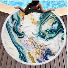 Load image into Gallery viewer, Round Colorful Quicksand Pattern Microfiber Shower Bath Towel Beach Mat
