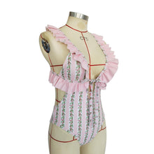 Load image into Gallery viewer, Deep V Ruffled Neck Print Ins Style One Piece Swimsuit
