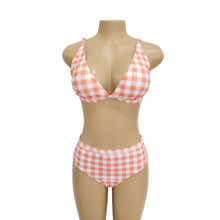 Load image into Gallery viewer, Plaid High Waist Ladies Two-piece Bikini
