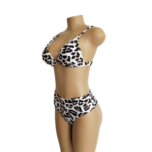 Two Colors Leopard High Waist Ladies Bikini Two-piece