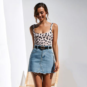 Four Colors Leopard Print One Piece Swimsuit