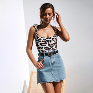 Four Colors Leopard Print One Piece Swimsuit