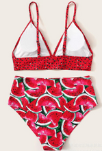 Load image into Gallery viewer, Watermelon Print Bikini Split Swimsuit
