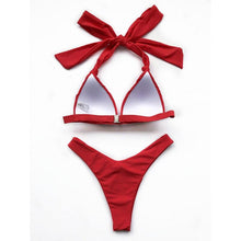 Load image into Gallery viewer, New Sexy Solid Halter Bikini Women Knot Swimwear
