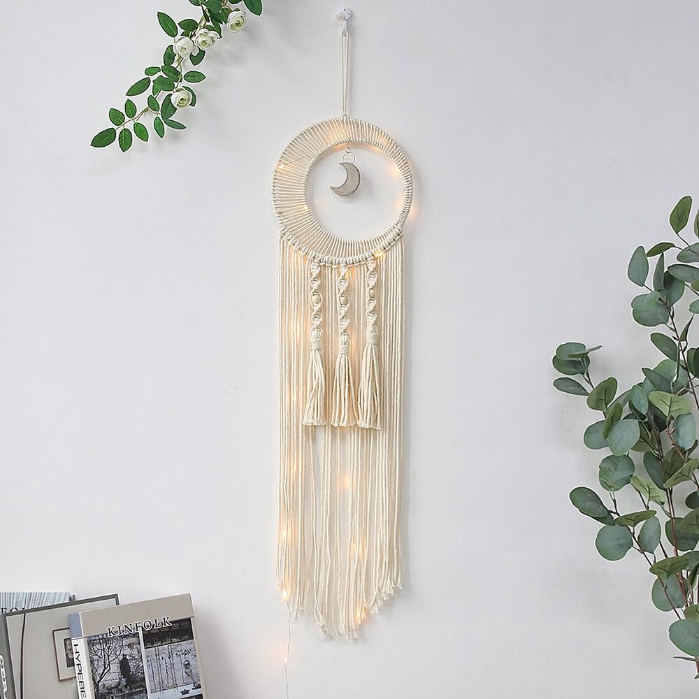 Star Moon Sun Dream Catcher Boho Home Wall Decor Girls Kids Nursery Garden Decoration Outdoor Gifts With Light