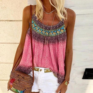 Summer Womens Tank Casual Boho Print Tops