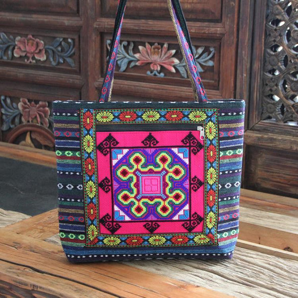 embroidery bag women's shoulder bag  national style bag cross stitch new cloth handbag