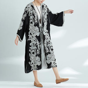 Plus-Size Increase Long Cardigan Tie Shawl National Style Retro Wild Sun Protection Clothing