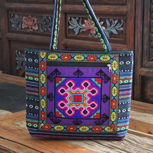 embroidery bag women's shoulder bag  national style bag cross stitch new cloth handbag