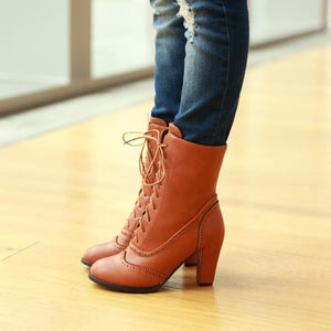 Women Fashion Bandage High-heel Boots Shoes