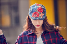 Load image into Gallery viewer, Embroidered Flower Baseball Hat Bailey Hat Ethnic Style Hat Hip Hop Hat Cowboy Forward Hat
