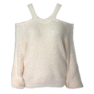 Winter Sexy Off The Shoulder Solid Color Knit Sweater