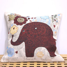 Load image into Gallery viewer, Double side embroidered elephant cotton linen pillowcase sofa back, bedside cushion cover
