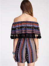 Load image into Gallery viewer, Off Shoulder Tassel Vintage Rompers
