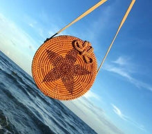 Load image into Gallery viewer, Handmade Rattan Woven Bag Round Retro Beach Handbag
