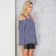 Load image into Gallery viewer, Winter Sexy Off The Shoulder Solid Color Knit Sweater
