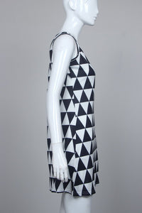 Sexy Sleeveless Triangle Black and White Print Mini Dress