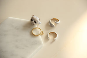 Cute Kitten Design 4 Pieces Enamel Rings Sets