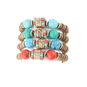 Retro Turquoise Ethnic Nepalese Handmade Bracelets, Personalized Women's Artistic Gifts
