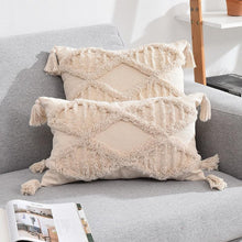 Load image into Gallery viewer, Tassels Decorative Cushion Cover 45x 45cm/30x50cm Beige Sofa Pillow Case Cover Handmade Home Decoration for living Room Bed
