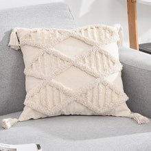 Load image into Gallery viewer, Tassels Decorative Cushion Cover 45x 45cm/30x50cm Beige Sofa Pillow Case Cover Handmade Home Decoration for living Room Bed
