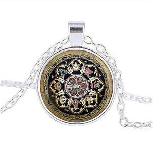 Tibetan Buddhist mandala necklace, Sacred geometry Jewelry , Spiritual gift, men necklace, black men's mandala pendant