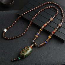 Load image into Gallery viewer, Unisex Handmade Necklace Nepal Buddhist Mala Wood Beads Pendant &amp; Necklace Ethnic Fish Horn Long Statement Men Women&#39;s Jewelry
