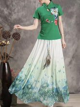 Load image into Gallery viewer, Print Floral Boho Style Long Skirt Huge Hem Chiffon Bohemian Skirt - 1
