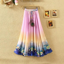 Load image into Gallery viewer, Print Floral Boho Style Long Skirt Huge Hem Chiffon Bohemian Skirt - 1
