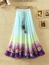 Load image into Gallery viewer, Print Floral Boho Style Long Skirt Huge Hem Chiffon Bohemian Skirt - 1
