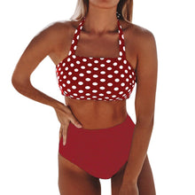 Load image into Gallery viewer, Women Bikini Set Halter Vest Beach High Waist Dot Swimwear
