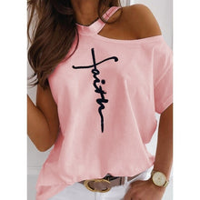 Load image into Gallery viewer, Women Tops Sexy Off Shoulder Summer T-Shirts Casual Print T-Shirt Short Sleeve O-neck Pullovers Tops Fashion Street Tee
