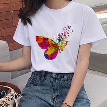 Load image into Gallery viewer, Women&#39;s Colorful Butterfly Print Short Sleeve T-shirt

