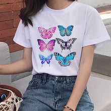 Load image into Gallery viewer, Women&#39;s Colorful Butterfly Print Short Sleeve T-shirt
