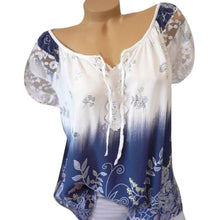 Load image into Gallery viewer, Womens Lace Blouses Summer Short Sleeve Tops Loose Shirt
