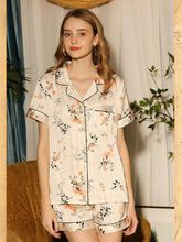 Load image into Gallery viewer, Real Silk Ice Silk Pajamas Women's Summer Printing Trend Short Sleeve Two Piece Cardigan Casual Home Clothes Issued In Thin Style
