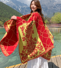 Load image into Gallery viewer, Tibetan summer cloak shawl scarf dual-use female thickened warm air-conditioned room shawl outside the cloak
