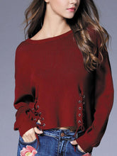 Load image into Gallery viewer, Brief Solid Color Drawstring Women Knited Sweaters
