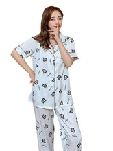 Load image into Gallery viewer, Spring and summer printed short sleeve thin pajamas women's ice silk screen red temperament silk home service suit
