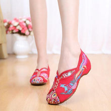 Load image into Gallery viewer, Phoenix Embroidered Old peking Vintage Flat Shoes
