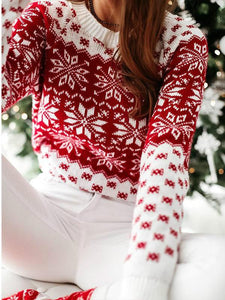 New Christmas Knitted Sweater For Women Snowflake Long Sleeve Knitted Sweater For Women