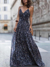 Load image into Gallery viewer, Sexy Leopard Print Spaghetti Strap Maxi Long Dress
