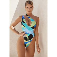 Load image into Gallery viewer, One Piece Swimsuit Women&#39;s Sexy Bikini Printed One Shoulder Leaky Back Swimsuit
