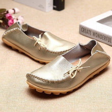 Load image into Gallery viewer, Big Size Shine Lace Up Flat Soft Pure Color Leather Shoes
