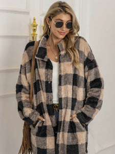 Autumn Winter Sweater Cardigan Amazon Hot Contrast Plaid Long Coat