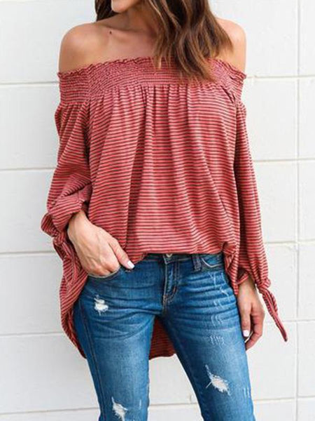 Off-the-shoulder Long Sleeves Blouse&shirt Tops