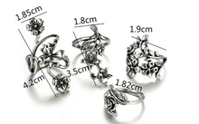 Load image into Gallery viewer, Vintage 4 Pcs Ring Set Bohemian Flower Silver Rings Punk Knuckle Ring Set

